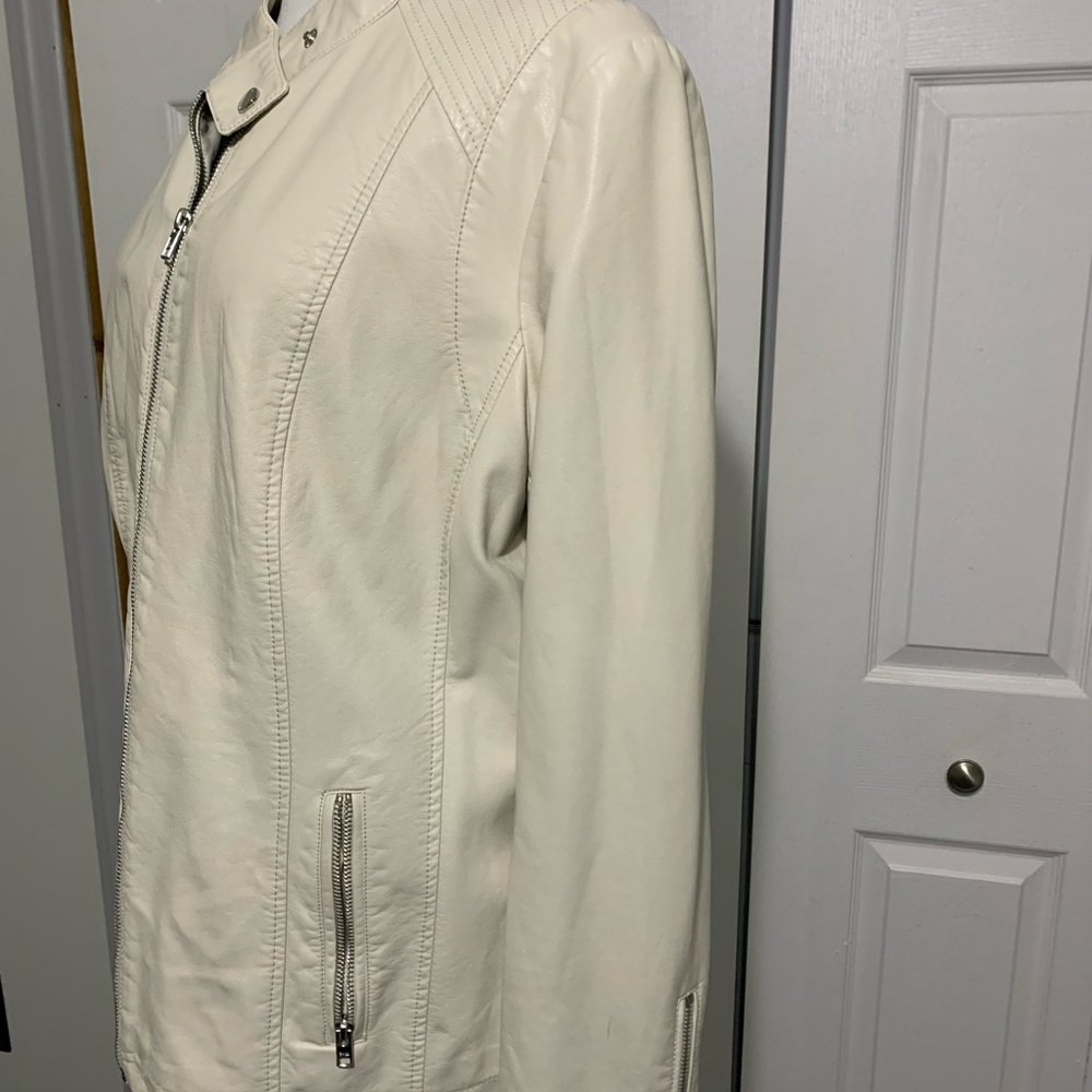 Ladies winter white leather jacket